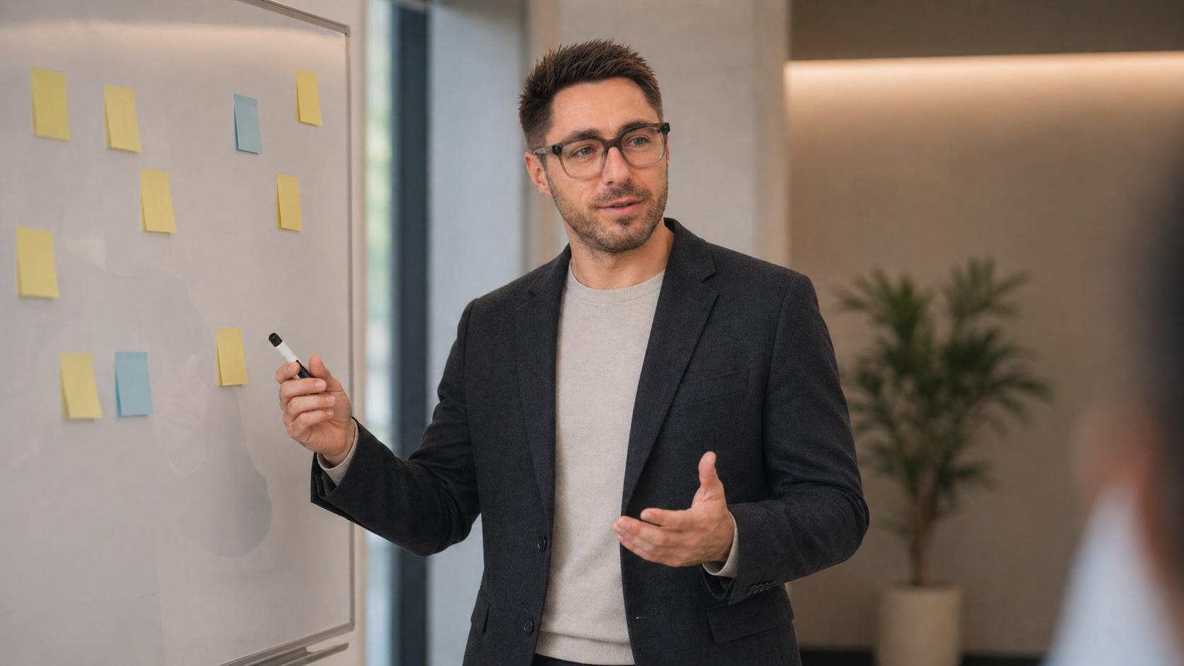At the whiteboard during a working session
